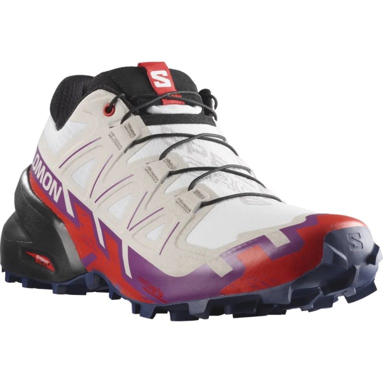 Sapatilhas Trail Running Salomon Speedcross 6 Feminino Branco Vermelhas | PT D90658